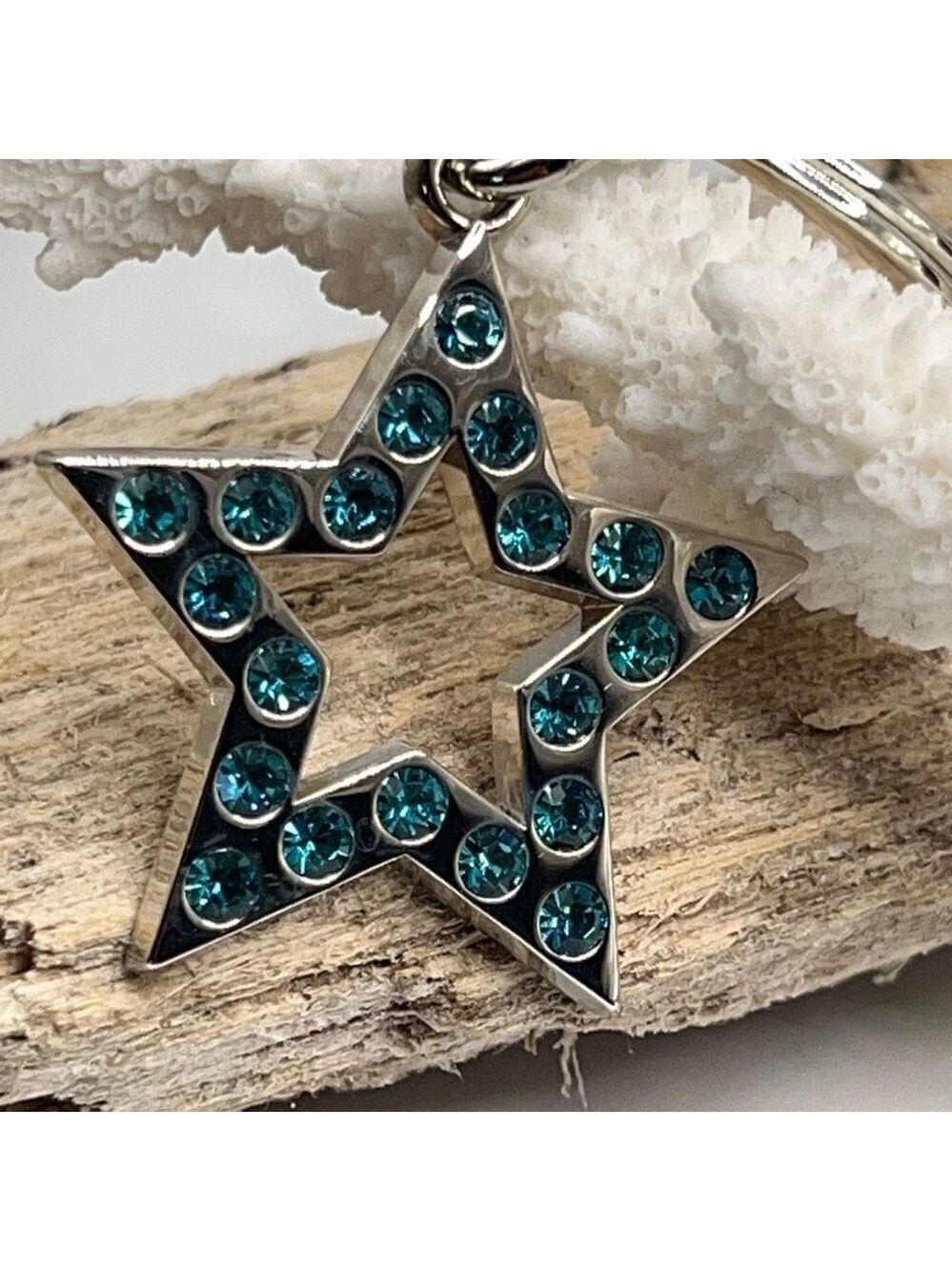 Blue Crystal Cut Out Star Purse Charm/Key Chain COACH